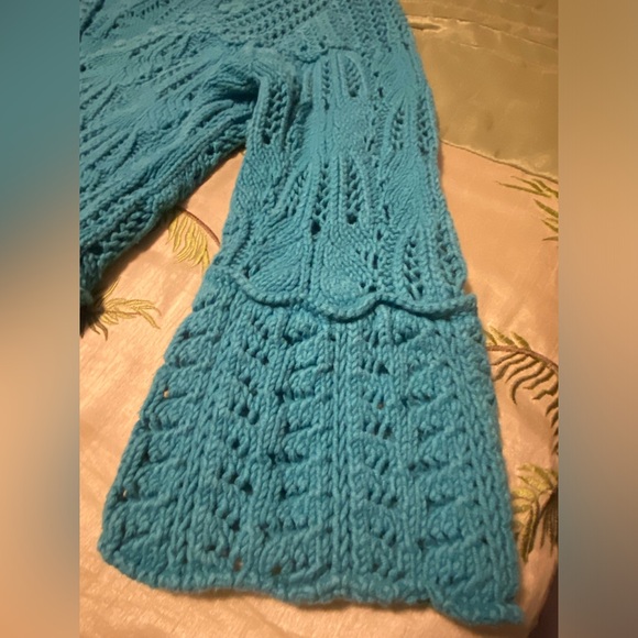 Women’s Style & Co. Dress Knit Cotton Sweater Blue Turquoise Medium snap Buttons - Picture 4 of 12